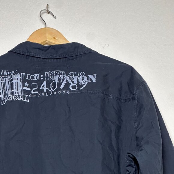 Y2K DKNY Jeans Button Up Dress Shirt Men XL Punk Band Retro Distress Black 2000s - Picture 4 of 15